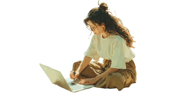 Writing Woman Vinyl Car Decal Sticker – Waterproof & UV-Resistant 