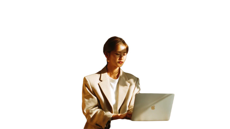 Woman Working On Laptop V2 Vinyl Car Decal Sticker – Waterproof & UV-Resistant 