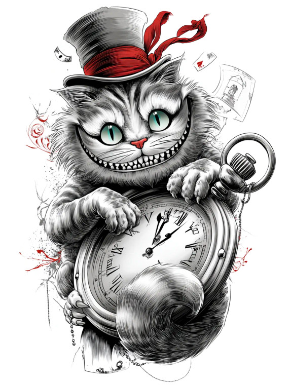 Cheshire Cat Tattoo Vinyl Car Decal Sticker – Waterproof & UV-Resistant 