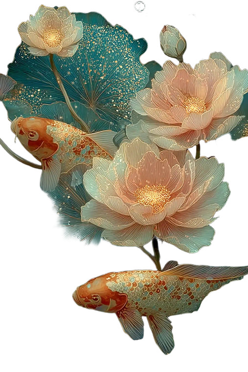 Fantasy Koi Scene Vinyl Car Decal Sticker – Waterproof & UV-Resistant 
