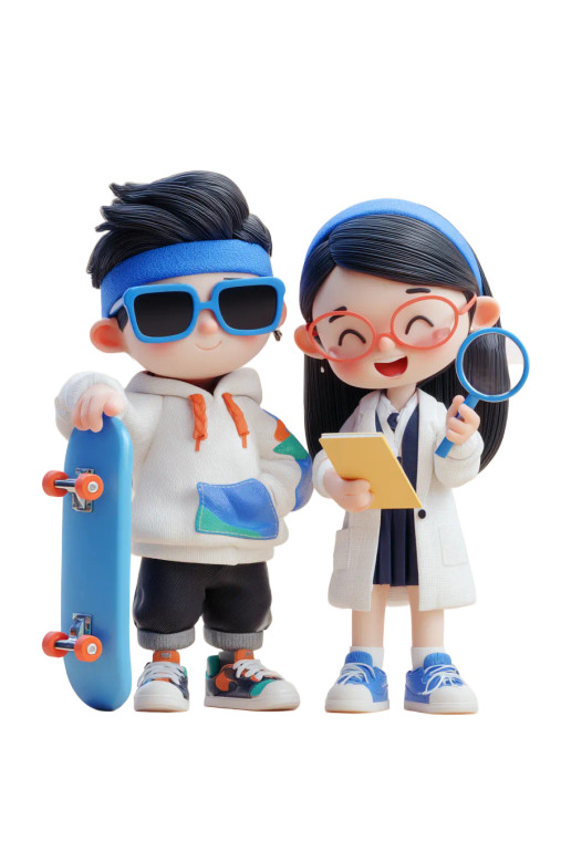 Cartoon Mascot Duo Vinyl Car Decal Sticker – Waterproof & UV-Resistant 