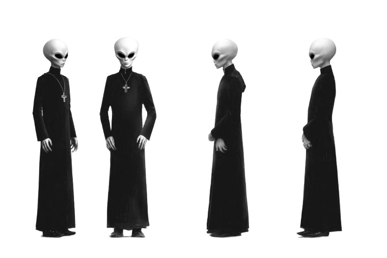 Black-Robed Alien Vinyl Car Decal Sticker – Waterproof & UV-Resistant 