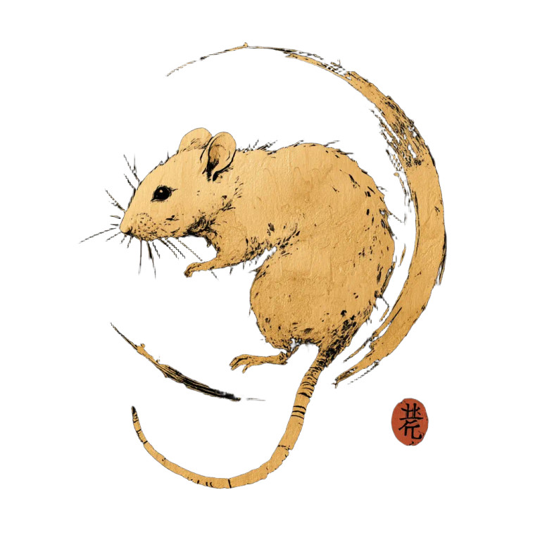 Golden Rat Silhouette Vinyl Car Decal Sticker – Waterproof & UV-Resistant 