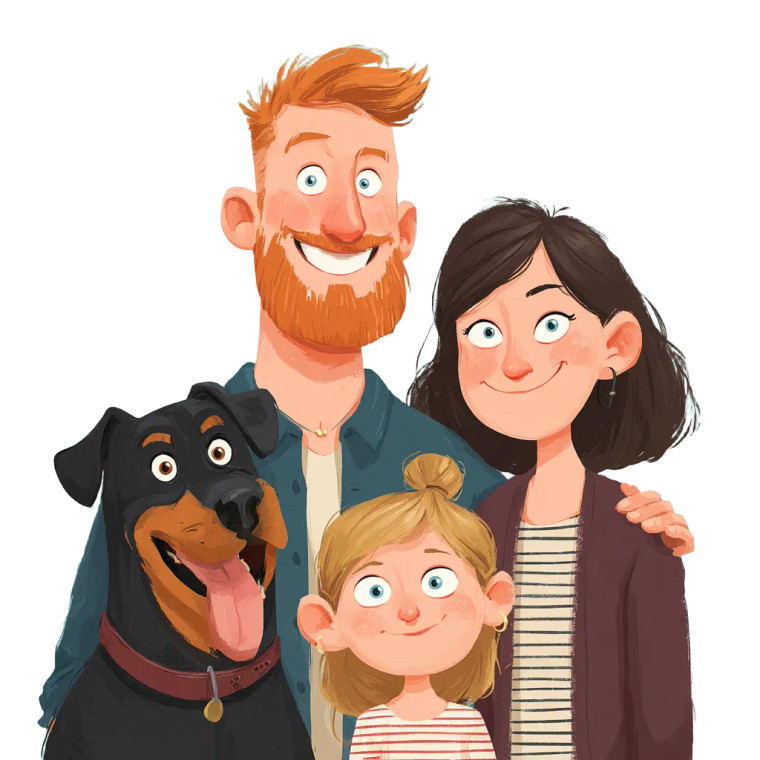 Happy Cartoon Family V3 Vinyl Car Decal Sticker – Waterproof & UV-Resistant 