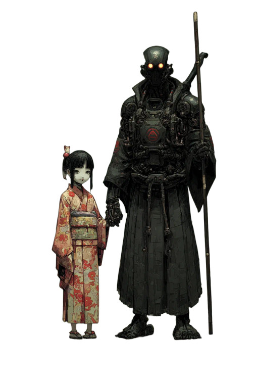 Girl And Robot V5 Vinyl Car Decal Sticker – Waterproof & UV-Resistant 