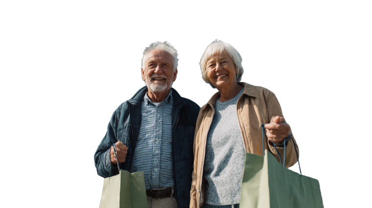 Elderly Couple Shopping V3 Vinyl Car Decal Sticker – Waterproof & UV-Resistant 