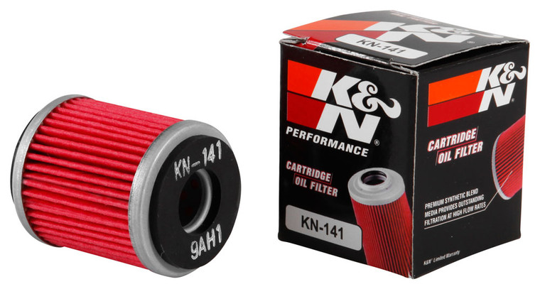 K & N Filters Oil Filter KN-141 Powersports; Cartridge Style; High Flow Premium Media; Without Anti Drain Back Valve; With Bypass Valve; Without Removal Nut; 1.5 Inch Outside Diameter x 1.813 Inch Height; Orange; Nitrile Rubber Gasket