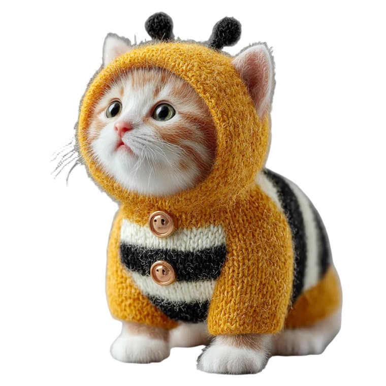 Kitten Bee Costume Vinyl Car Decal Sticker – Waterproof & UV-Resistant 