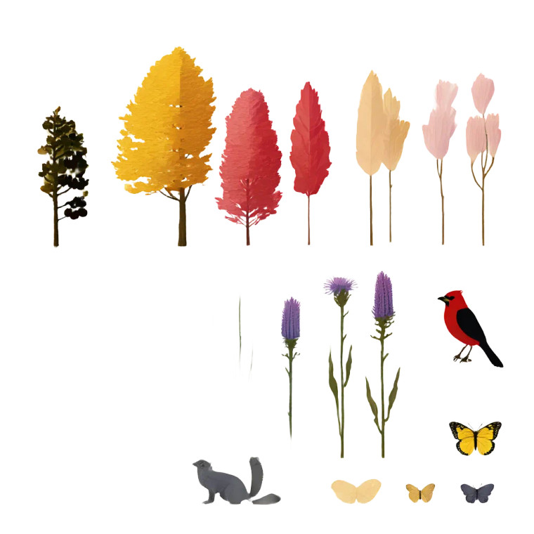 Autumn Landscape Elements Vinyl Car Decal Sticker – Waterproof & UV-Resistant 