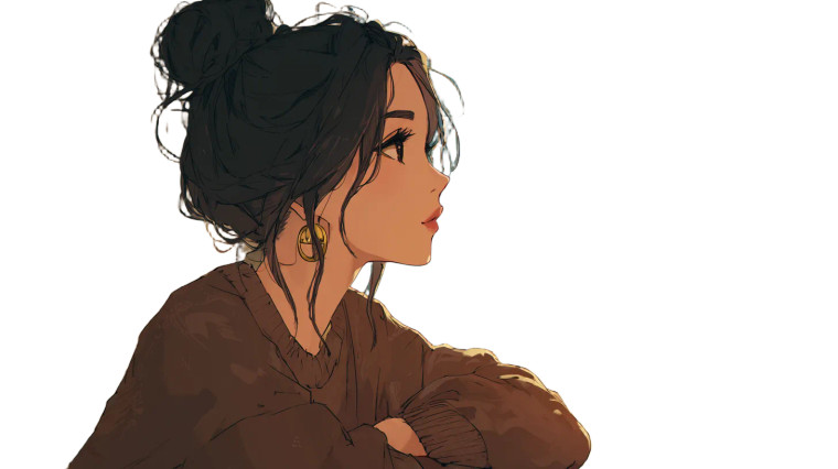 Cozy Anime Woman Vinyl Car Decal Sticker – Waterproof & UV-Resistant 