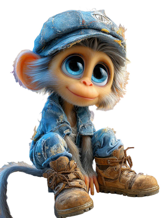 Denim Monkey Vinyl Car Decal Sticker – Waterproof & UV-Resistant 