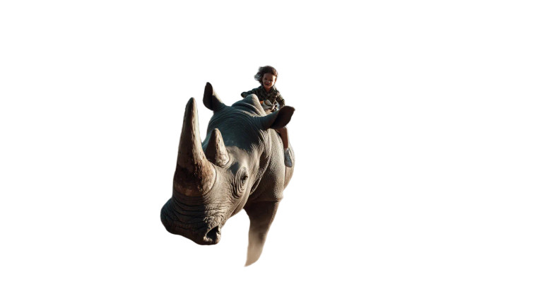 Child And Rhinoceros Vinyl Car Decal Sticker – Waterproof & UV-Resistant 
