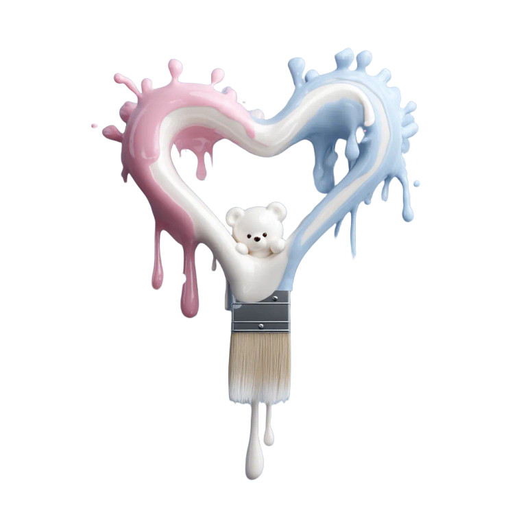 Floating Paint Brush Heart Vinyl Car Decal Sticker – Waterproof & UV-Resistant 
