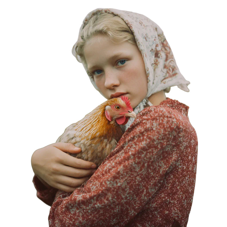 Russian Woman With Chicken Vinyl Car Decal Sticker – Waterproof & UV-Resistant 