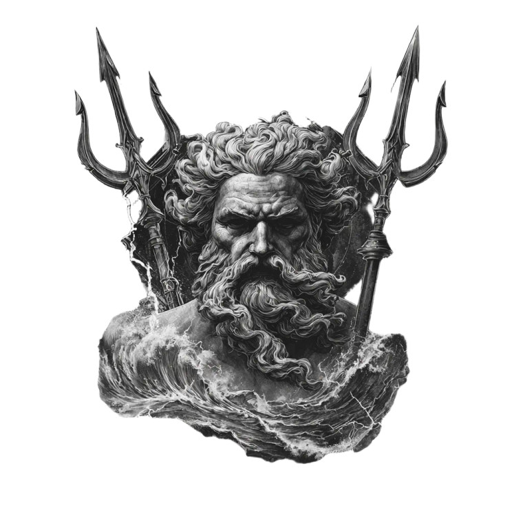 Poseidon Design Vinyl Car Decal Sticker – Waterproof & UV-Resistant 