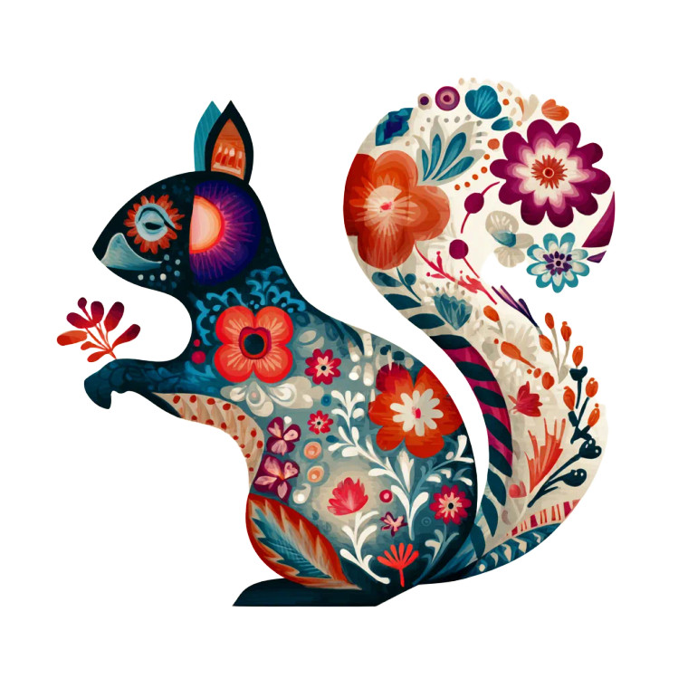 Floral Squirrel Silhouette Vinyl Car Decal Sticker – Waterproof & UV-Resistant 