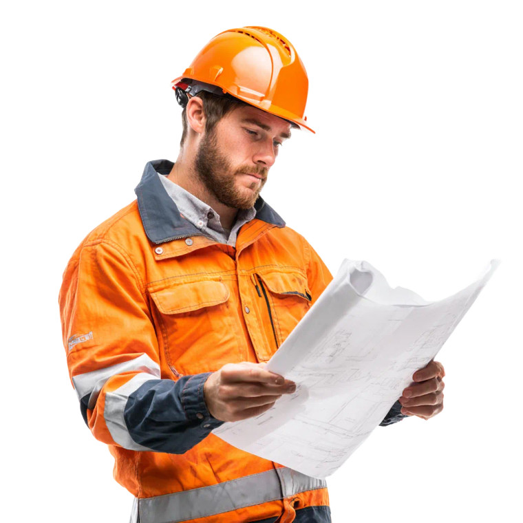 Contractor Reviewing Plans Vinyl Car Decal Sticker – Waterproof & UV-Resistant 