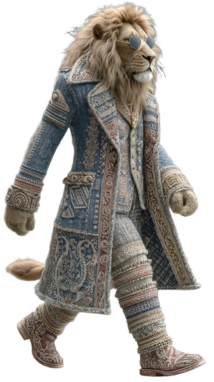 Anthropomorphic Lion Fashion Vinyl Car Decal Sticker – Waterproof & UV-Resistant 