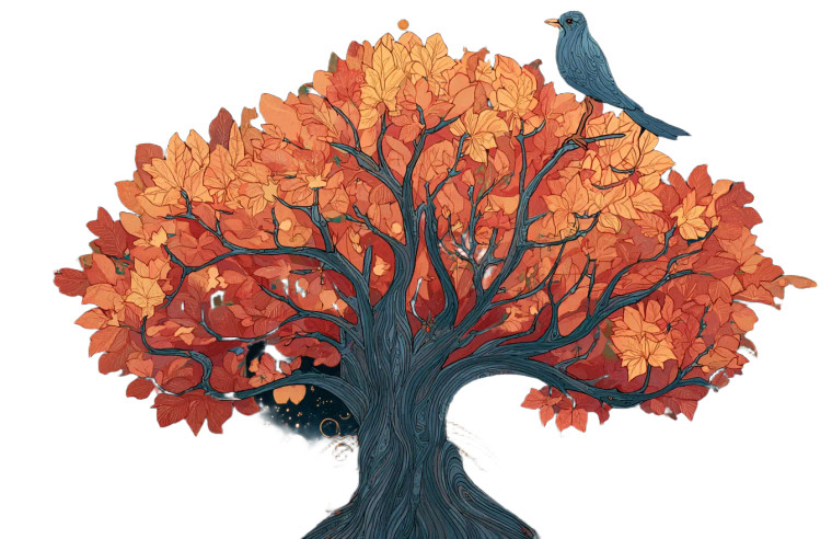 Autumn Art Nouveau Tree Vinyl Car Decal Sticker – Waterproof & UV-Resistant 