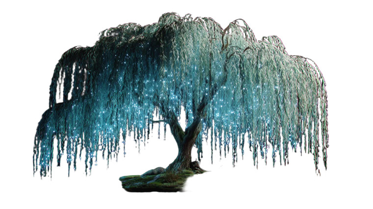 Bioluminescent Willow Tree Vinyl Car Decal Sticker – Waterproof & UV-Resistant 