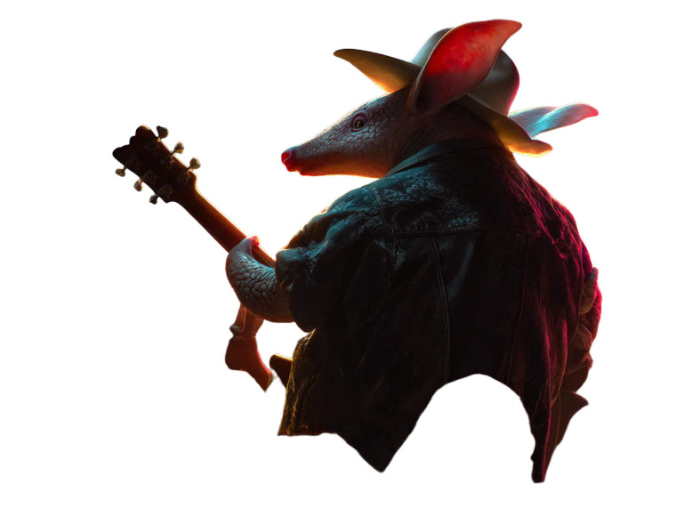 Armadillo Guitarist Vinyl Car Decal Sticker – Waterproof & UV-Resistant 