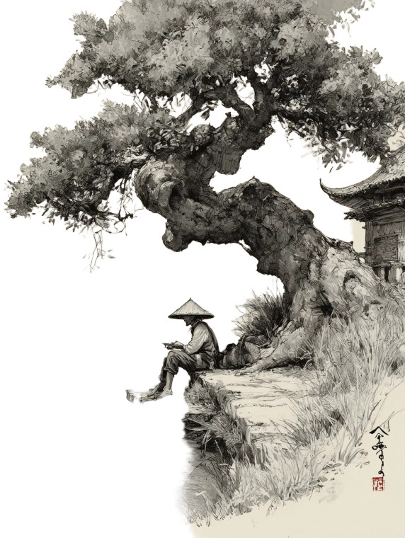 Fishing Man Sketch V2 Vinyl Car Decal Sticker – Waterproof & UV-Resistant 