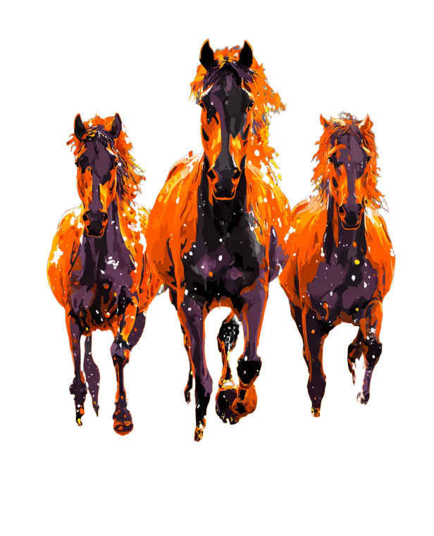 Glowing Red Horses Vinyl Car Decal Sticker – Waterproof & UV-Resistant 
