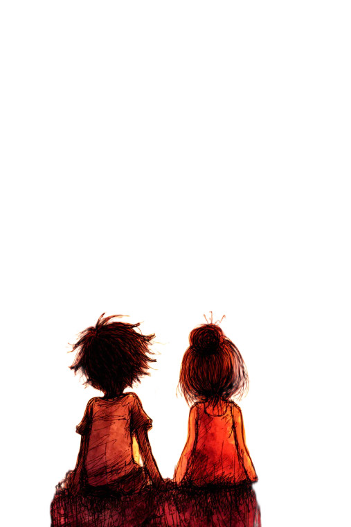 Sunset Childhood Gaze Vinyl Car Decal Sticker – Waterproof & UV-Resistant 