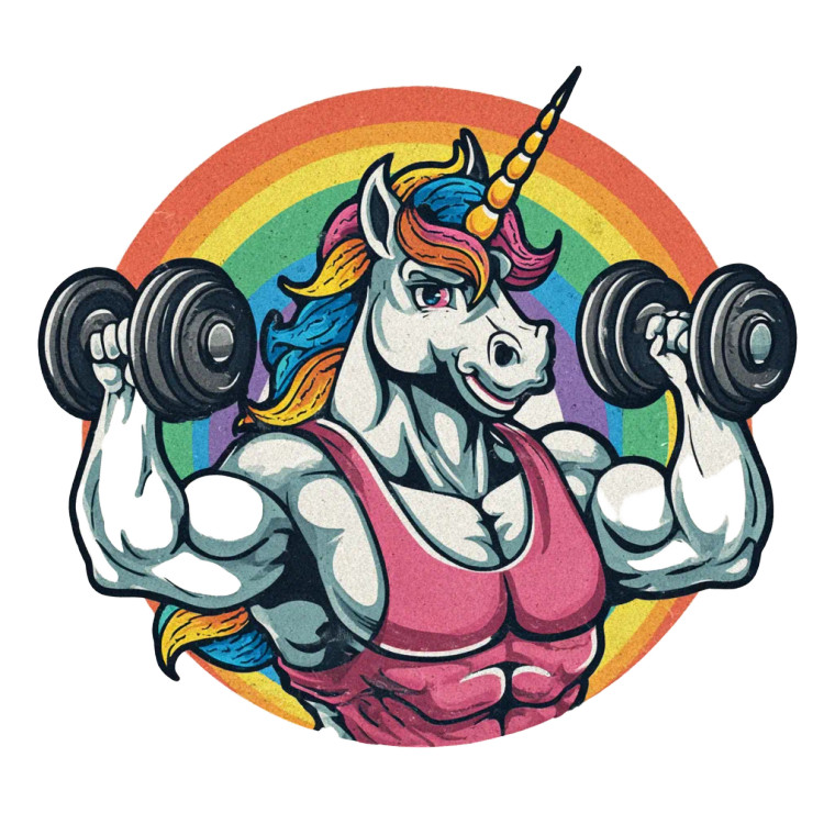 Muscular Unicorn Flexing Vinyl Car Decal Sticker – Waterproof & UV-Resistant 