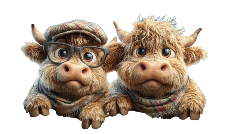 Cute Highland Calves Vinyl Car Decal Sticker – Waterproof & UV-Resistant 