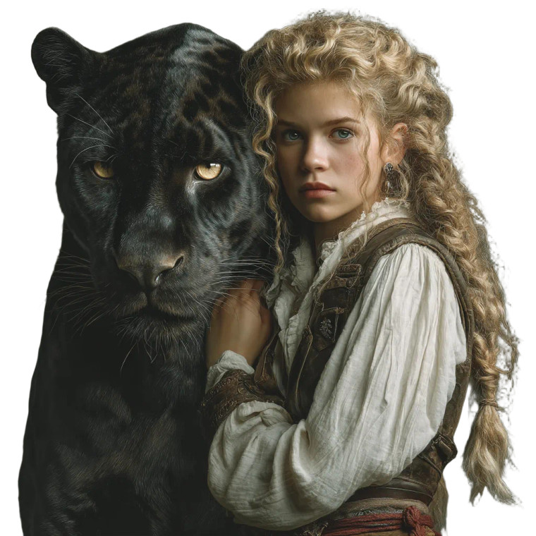 Woman And Horned Panther Vinyl Car Decal Sticker – Waterproof & UV-Resistant 