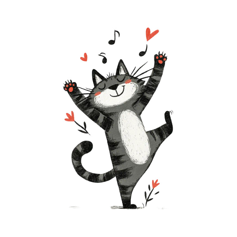 Dancing Striped Cat Vinyl Car Decal Sticker – Waterproof & UV-Resistant 