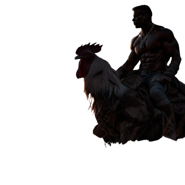 Muscular Rooster Rider Vinyl Car Decal Sticker – Waterproof & UV-Resistant 