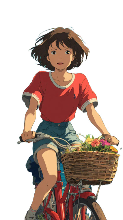 Ghibli Girl Cycling Vinyl Car Decal Sticker – Waterproof & UV-Resistant 