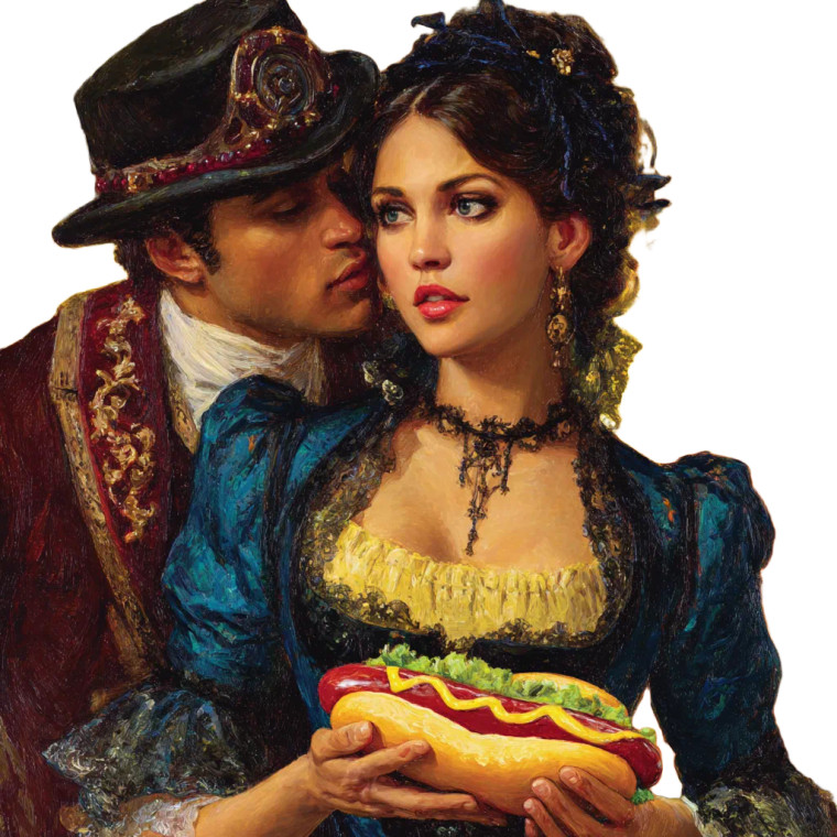 Victorian Hot Dog Romance Vinyl Car Decal Sticker – Waterproof & UV-Resistant 