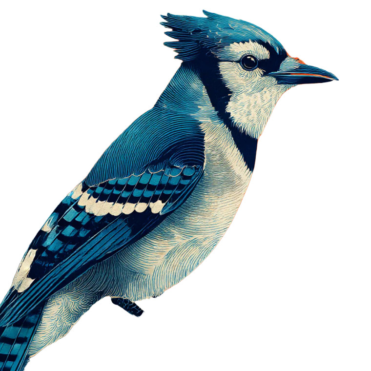 Stylized Blue Jay Vinyl Car Decal Sticker – Waterproof & UV-Resistant 