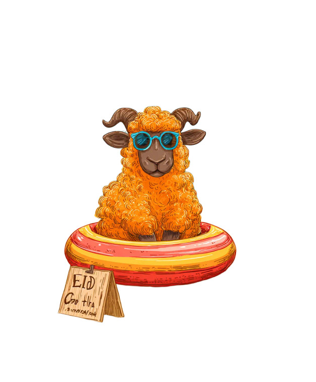 Eid Beach Sheep Vinyl Car Decal Sticker – Waterproof & UV-Resistant 