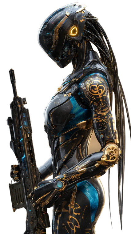 Futuristic Android Warrior V3 Vinyl Car Decal Sticker – Waterproof & UV-Resistant 