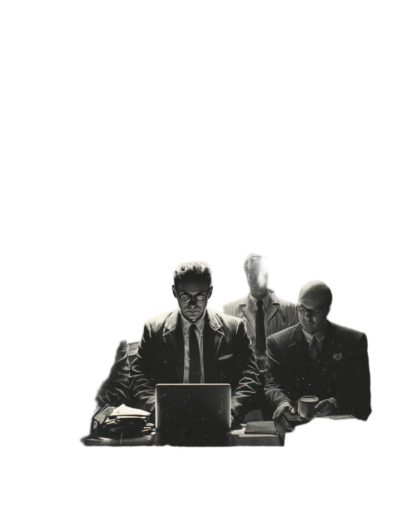 Retro-Futuristic Office Scene Vinyl Car Decal Sticker – Waterproof & UV-Resistant 