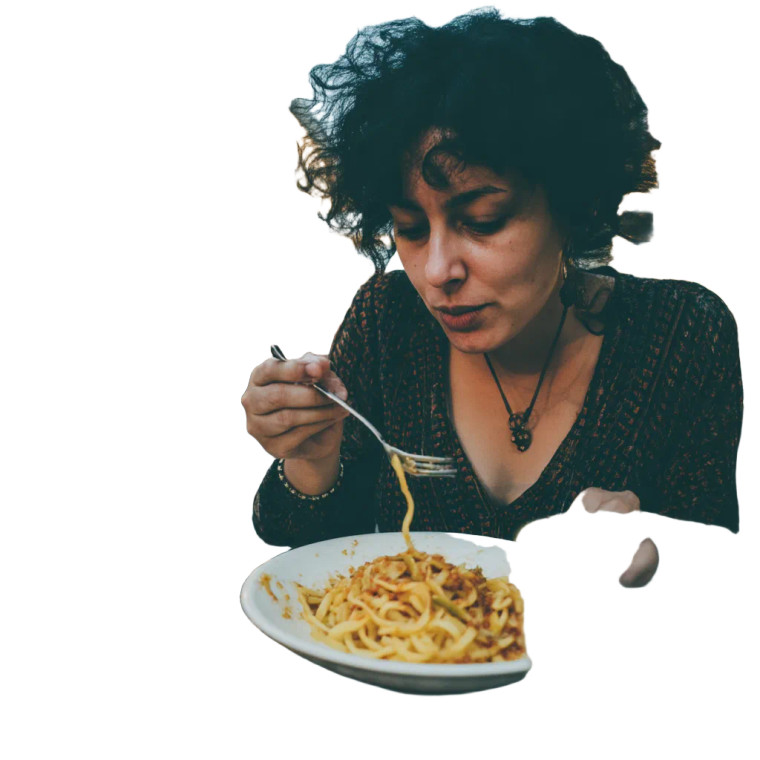 Woman Eating Pasta Vinyl Car Decal Sticker – Waterproof & UV-Resistant 