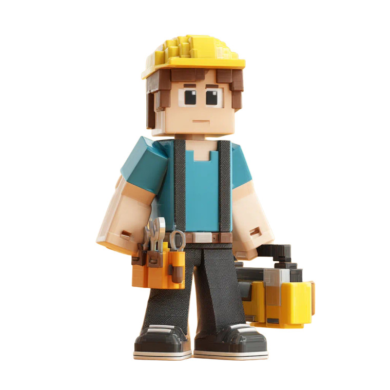 Minecraft Construction Worker Vinyl Car Decal Sticker – Waterproof & UV-Resistant 
