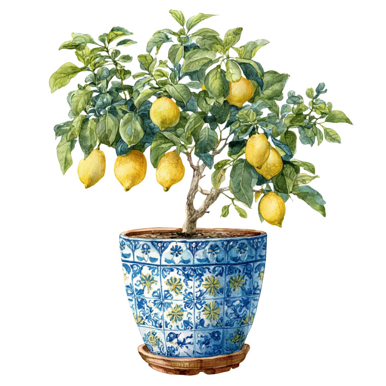Potted Lemon Tree Vinyl Car Decal Sticker – Waterproof & UV-Resistant 