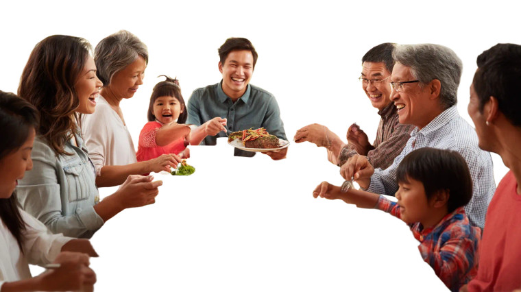 Multicultural Family Dinner Vinyl Car Decal Sticker – Waterproof & UV-Resistant 