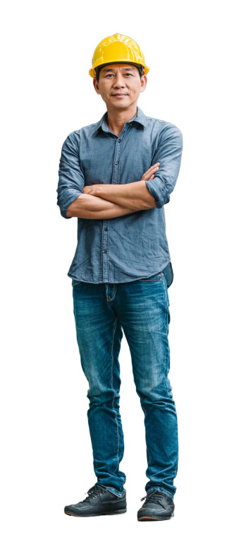 Young Asian Worker Vinyl Car Decal Sticker – Waterproof & UV-Resistant 