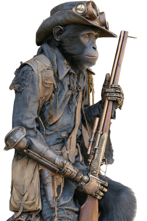Steampunk Monkey Cowboy Vinyl Car Decal Sticker – Waterproof & UV-Resistant 