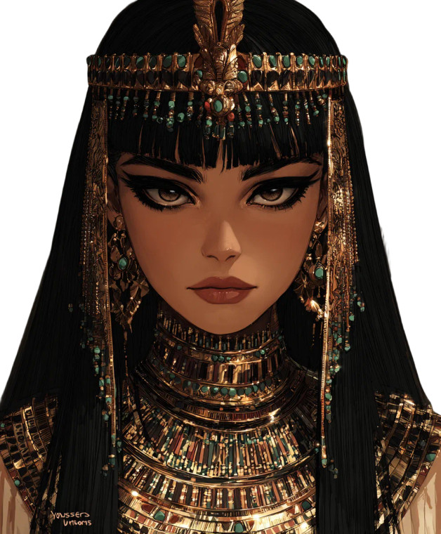 Feminine Cleopatra Illustration Vinyl Car Decal Sticker – Waterproof & UV-Resistant 