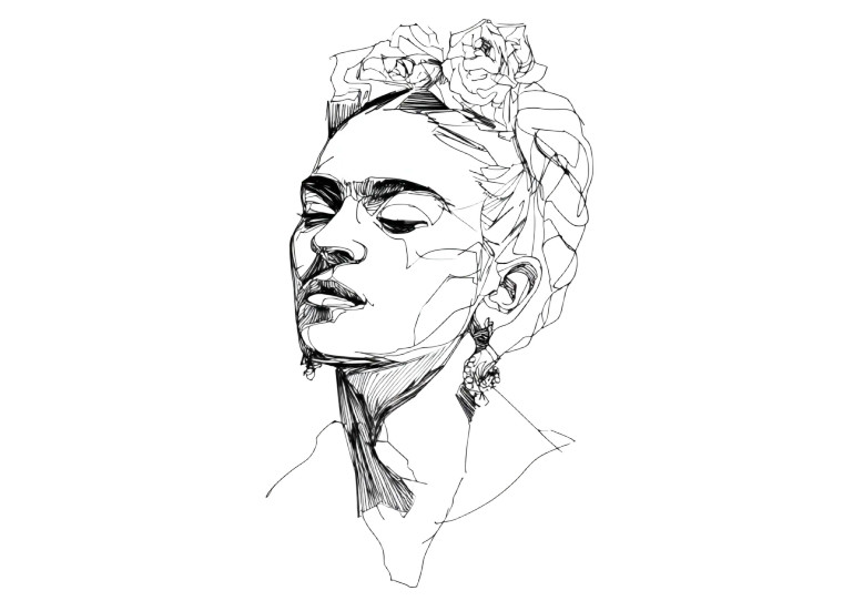 Frida Kahlo Sketch Vinyl Car Decal Sticker – Waterproof & UV-Resistant 