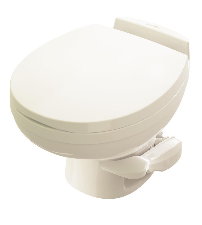 Aqua Magic Residence Low Profile Round Toilet | Pedal Flush Control, Full Bowl Flush | Bone Color | 19-3/4 x 15-1/4 x 13-3/4 Inch