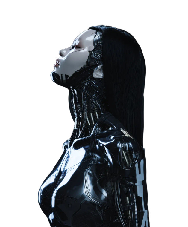 Cyberpunk Female Robot V8 Vinyl Car Decal Sticker – Waterproof & UV-Resistant 