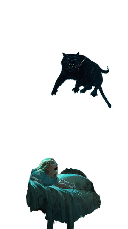 Nightmarish Bedroom Scene Vinyl Car Decal Sticker – Waterproof & UV-Resistant 